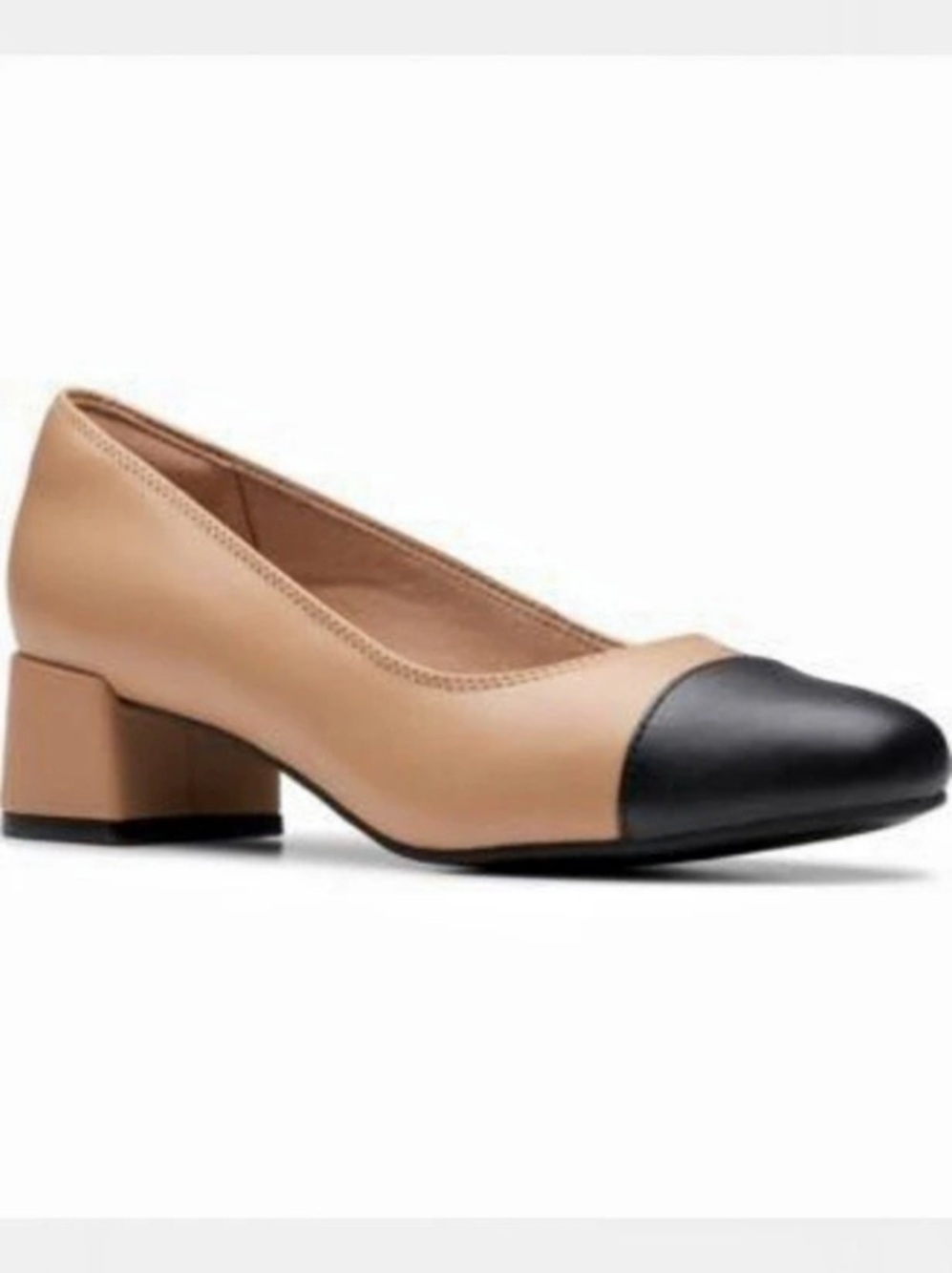 Clarks Women’s Iridessa May Color Block Slip on Pumps Tan/Black Sz 7 NWOB